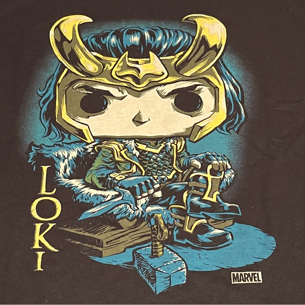POP! Tees Funko Marvel Loki Mens Size 2XL XXL Black Graphic Short Sleeve Shirt‎